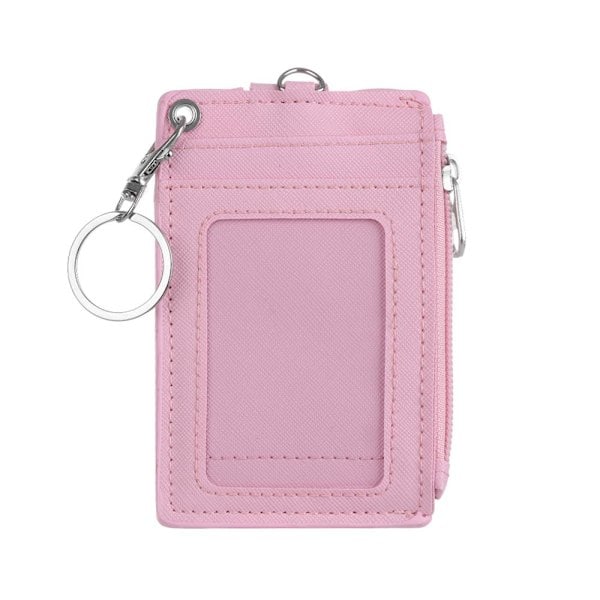 Card holder in PU leather with credit card holder, coin purse and key ring, rose pink app. 11.8x7.5cm/4.65x2.95''