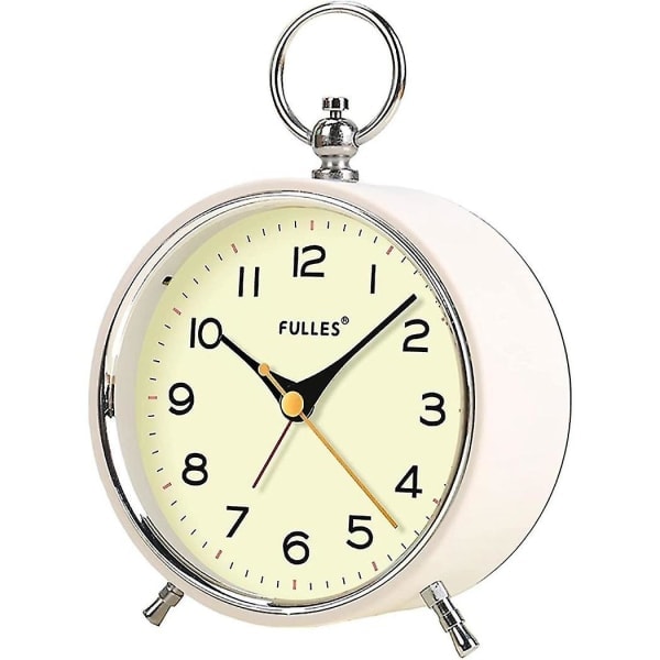 Analog väckarklocka utan tickande med nattlampa Retro tyst väckarklocka batteridriven Mini Cloc