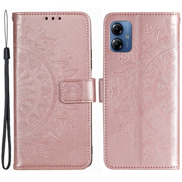 Motorola Moto G54 5G Etui Mandala Læder Rosenguld