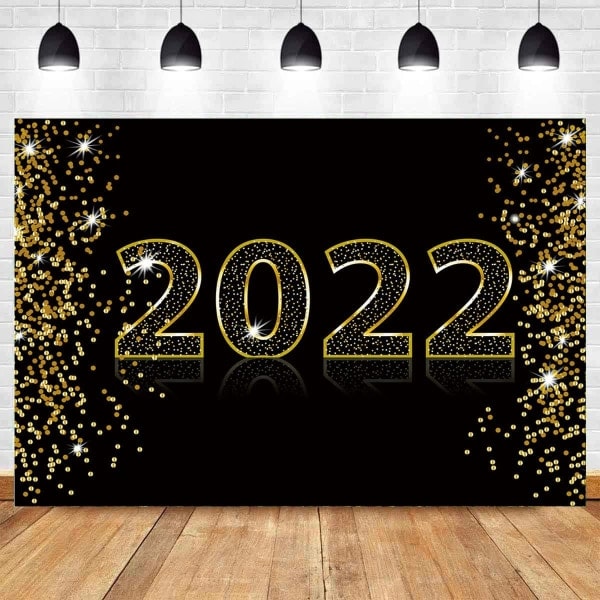 Luksuriøs Gylden Sort Fotobaggrund Guld Glitter Sequins Bokeh Familie Fest Banner 7x5ft 2022 Godt Nytår Aften Rekvisitter