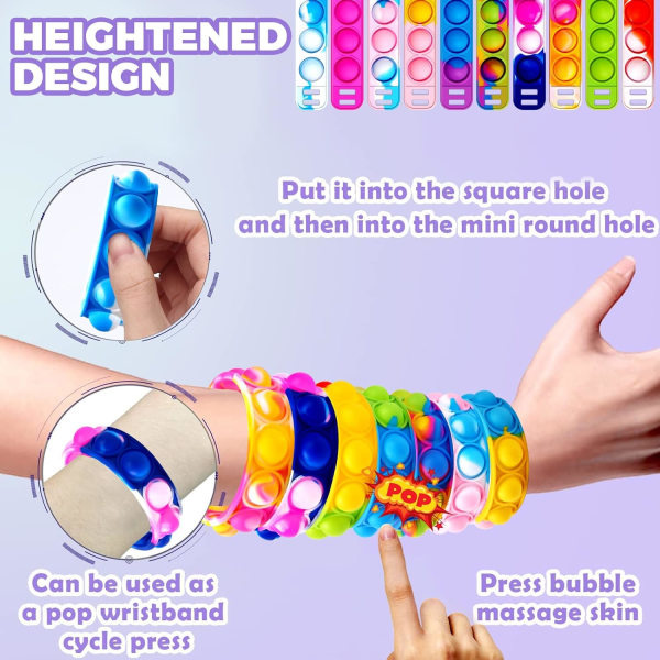 12 stk. Fingertip Armbånd - Fødselsdagsfestgaver, Julegaveposer, Festposefyld, Børnegaver