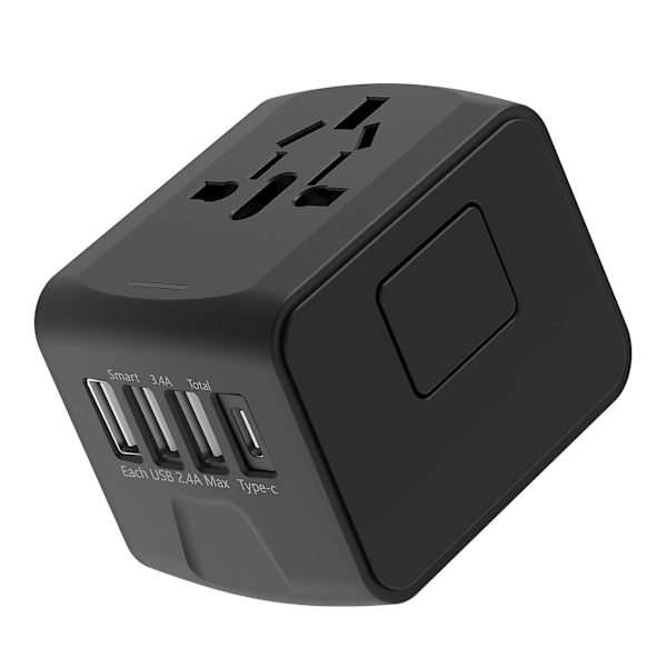 Universal International 5-i-1 med 3.5A 2xUSB-A og 2xUSB-C, væglader og verdensomspændende AC-stik til Europa, USA, Storbritannien, Australien og Asien...