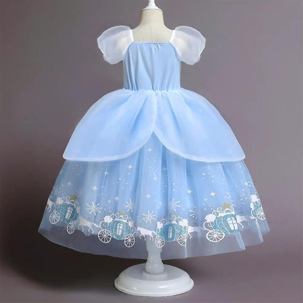 Barnflickor Askungen Kort Puffärm Prinsessklänning Julpartyklänning - Perfekt 5-6 År