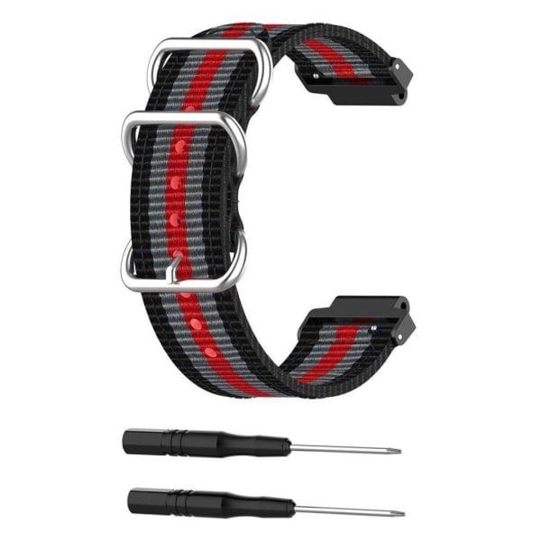 Garmin Forerunner 220 / 230 / 235 / 630 / 620 / 735 Nylon Armband - Svart / Grå / Röd Flerfärgad