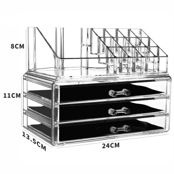 REMAKE Makeup-organizer i akryl med 4 skuffer - Makeup-stativ transparent