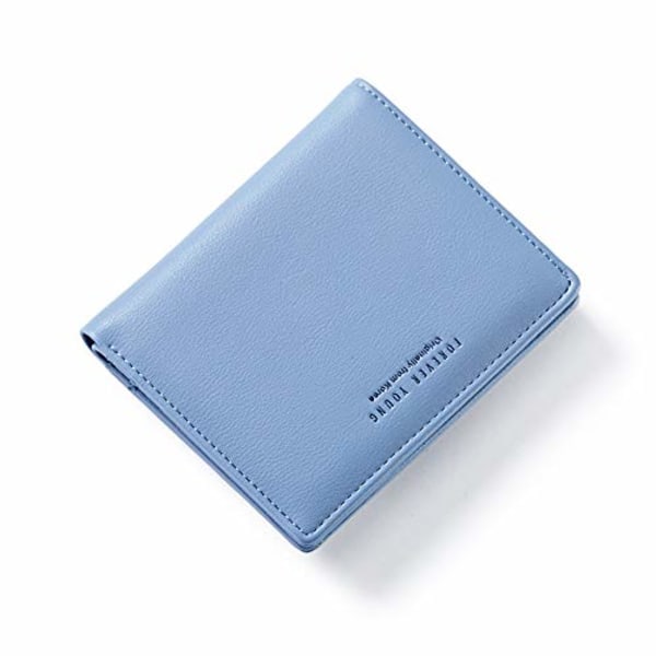 REMAKE Women Wallets Small Bifold Leather Pocket Wallet Ladies Mini Card Wallet (Blue)