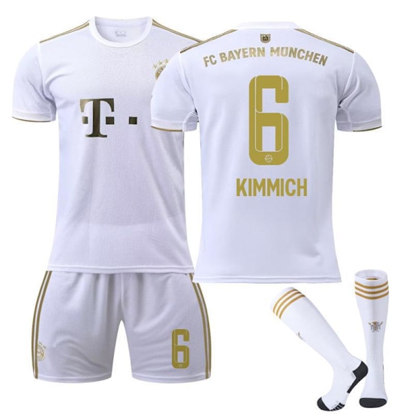 22-23 Bayern borta vit nr 17 Mane 6 Kimmich 4 De Ligt 25 Muller 10 Sane fotbollströja 2223 Bayern away number 17 XL