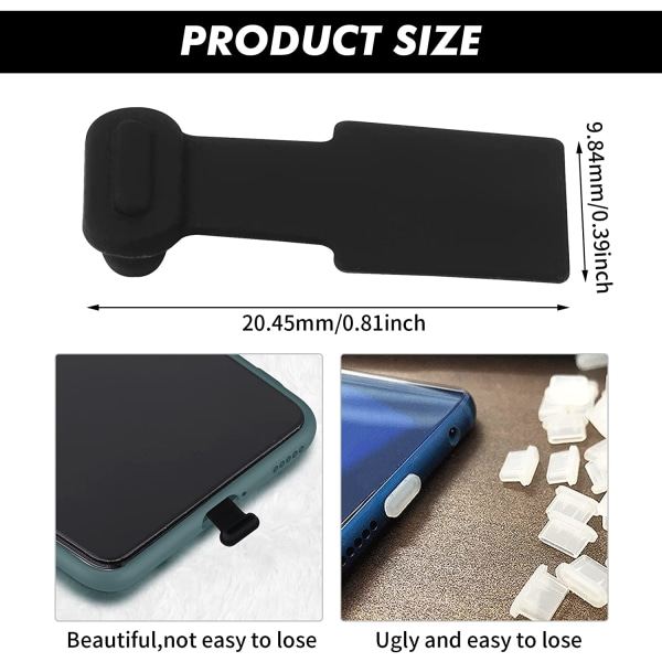 REMAKE 3-pak støvdeksel for USB-C-port, silikon støvdeksel for