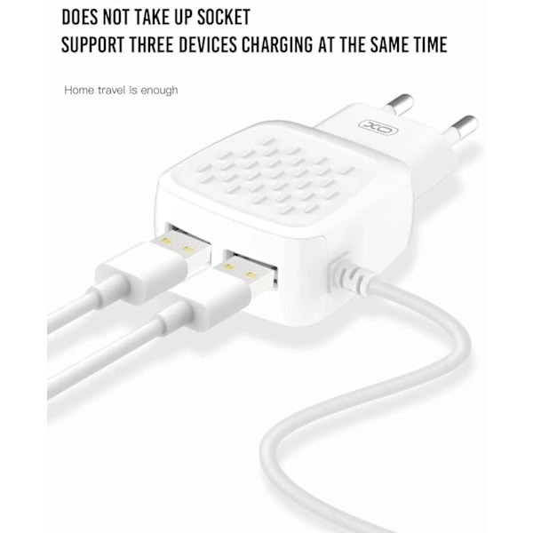iPhone 2.1Amp 2XUSB Snabbladdare Väggladdare + Lightning-kabel
