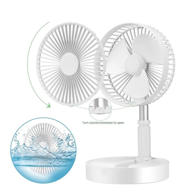 REMAKE Bærbar Ventilator med Batteri / Gulvventilator / Bordventilator - Luftkøler hvid