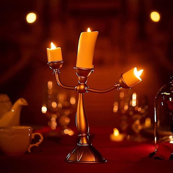 Klocka Ljus Skönheten och Odjuret Ljusstake Lumiere LED Ljusstake För Bröllop Bord, Jul, Heminredning