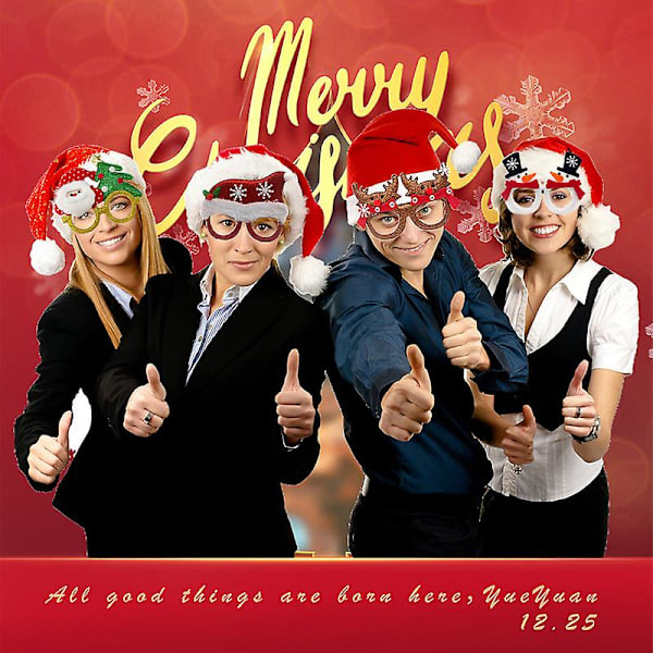 24 stk Julefest Glitter Brillerammer Ferie Glitter Julebriller Gaver til Julefestdekorasjoner (Tilfeldig stil)