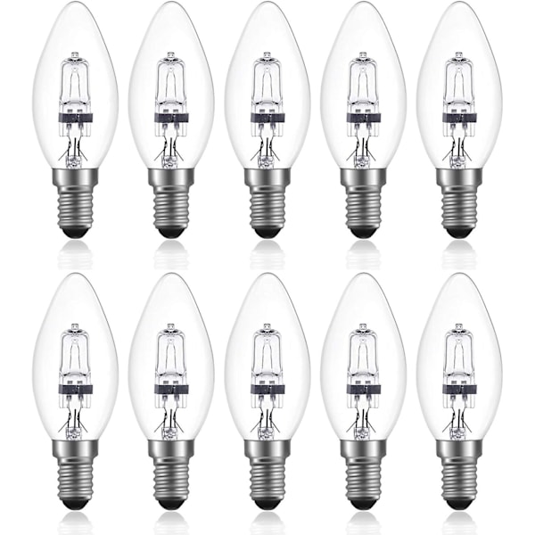 42W E14 C35 Dimmerbar Halogenlampe AC 220-240V Varmt Hvit 2700K E14 Transparent Halogenpære (10 stk) (FMY)