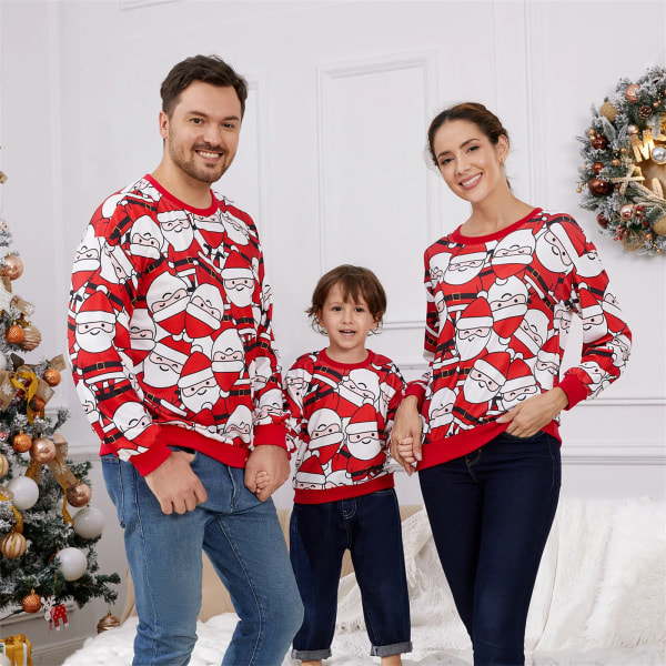 Jultomte Familjematchande Helkropps Tryck Röd Långärmad Sweatshirt Röd MenM