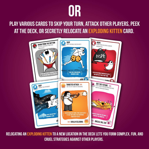 REMAKE Exploding Kittens Party - Ett kortspel med rysk roulette, enkelt och familjevänligt för fester - Kortspel för vuxna, tonåringar och barn - 2-10 spelare