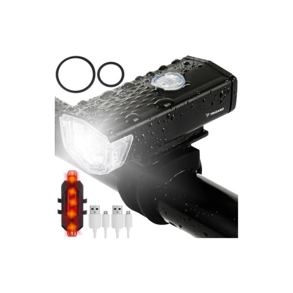 2-PACK USB Laddningsbart Cykellampa Fram & Bak Svart