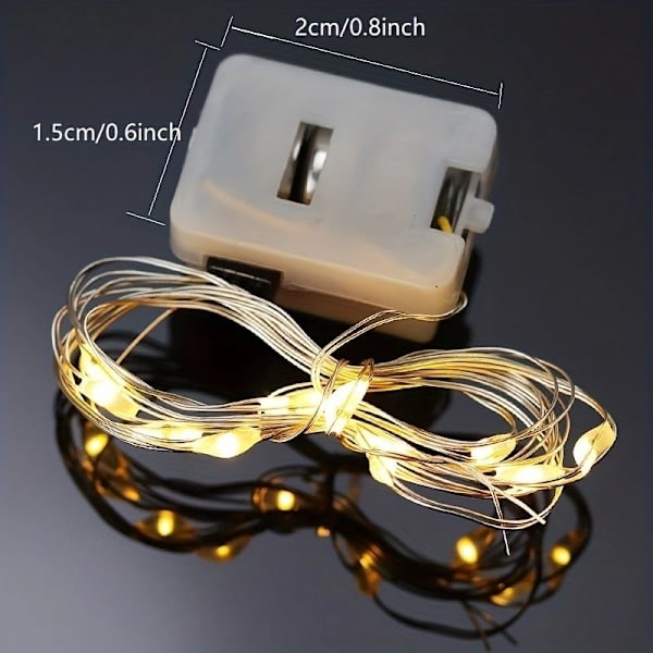 2 stk. Knapcelsbatteri LED-lysstreng Party Dekoration Hjem Værelse Have Jul Bryllup Nytår Ornament Garland Lys 3M 30 LED