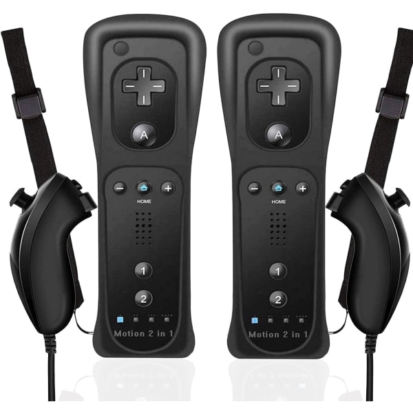 REMAKE pcs 2-i-1 fjernbetjening til Wii med Motion Plus og Nunchuck,