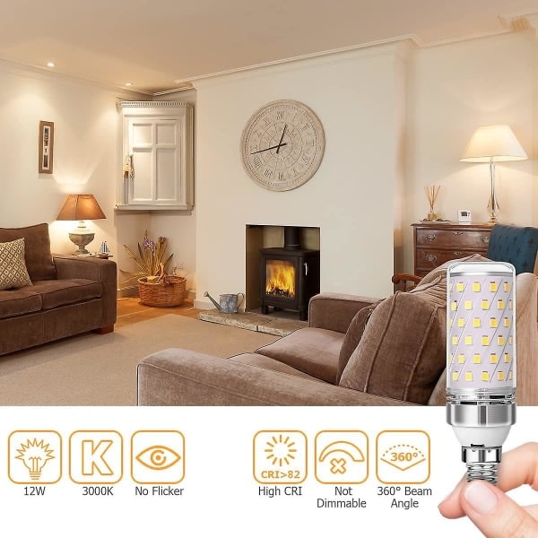 4-pak E14 LED-pære 12w 1200lm halogenpære-ækvivalent til 100w 3000k varm hvid Ac220240v Ikke dæmpbar