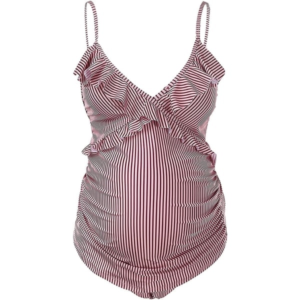 Raskausuimapuku Elegantti V-kaula-aukko ja röyhelöt Punainen XL