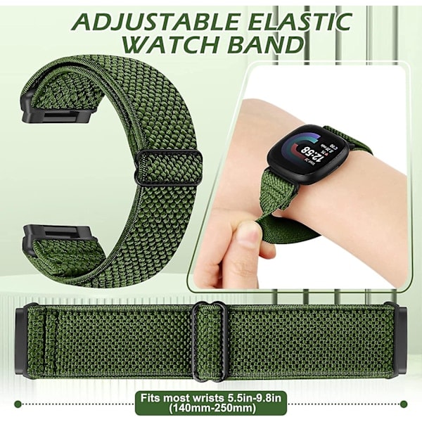 Paket med elastiska nylonband kompatibla med Fitbit Versa 4/Fitbit Versa 3/Fitbit Sense/Sense 2, mjukt justerbart sportband