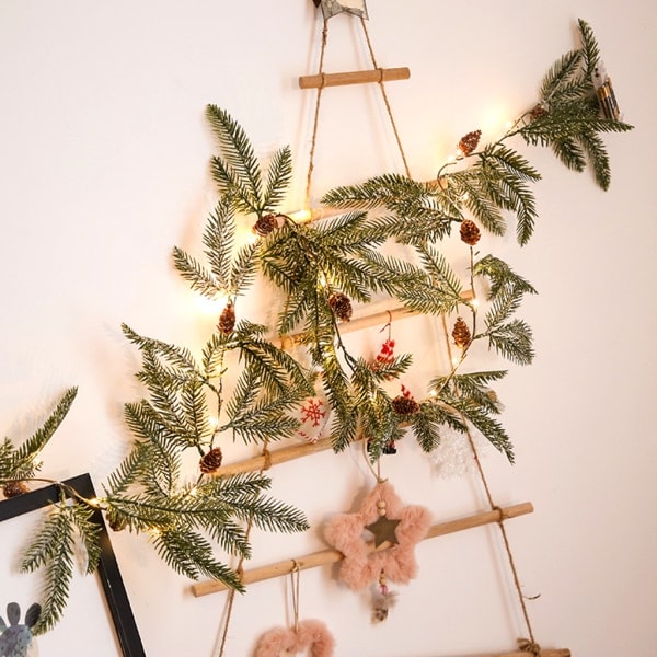 LED-julkulor med tallbarr, julgransgirlang, dekoration för jul- och nyårsfest, batteridriven