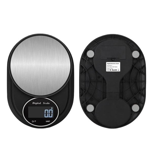 Digital köksvåg 2 kg/0.1 g Rostfritt stål Svart/silver