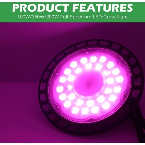 LED-plantelys Spektrum 150W Vanntett UFO Phyto Lampe for Plante Drivhus Hydroponisk Frøplante Plugg