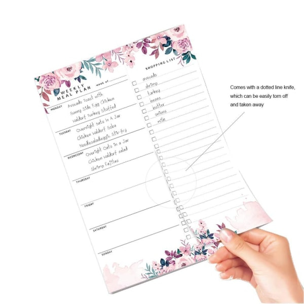 Magnetisk anteckningsblock - PZ021 Kostplan Blommig design