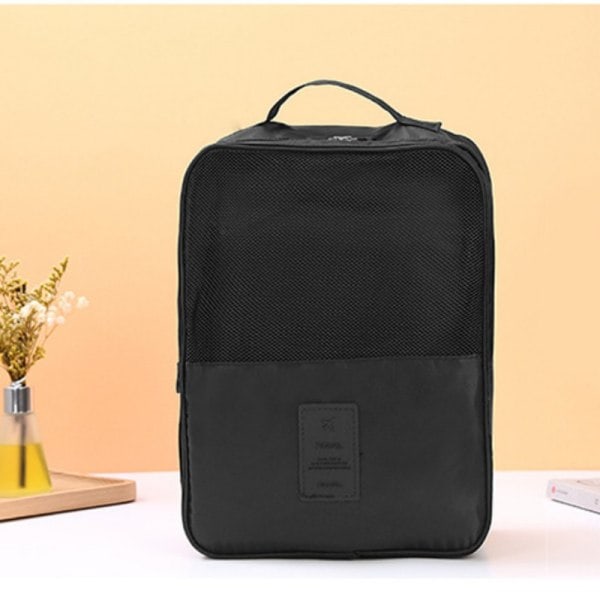 Skobag för 3 par skor, Väska för skoförvaring, Reseskobag Svart