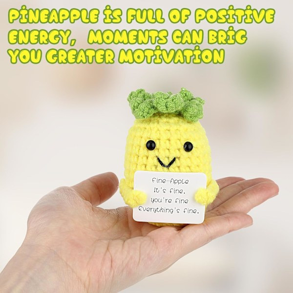 Mini Positiv Ananas Strikket Leke, 3 Tommer Stor Søt Strikket Ull Ananas Dukke, Oppmuntrende Gaver til Nyttår, Bursdag, Festdekorasjon