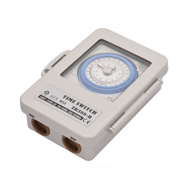 REMAKE 24-timers mekanisk timer 15 minutters timer Timer IP53 beskyttelsesklasse med batteri TB388R AC100-240V Grå