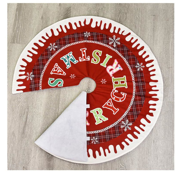 Juletræsskørt ornament, blødt stof gulvtæppe, kreative trykte bogstaver, juletræsfod dekoration