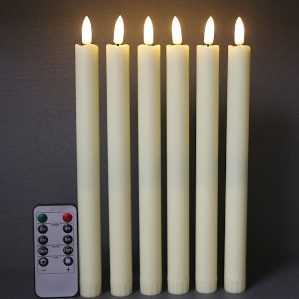 Dww - 6-Pack Battery Powered LED Candles with Remote Control and Timer, Real Wax Flickering Warm White Light