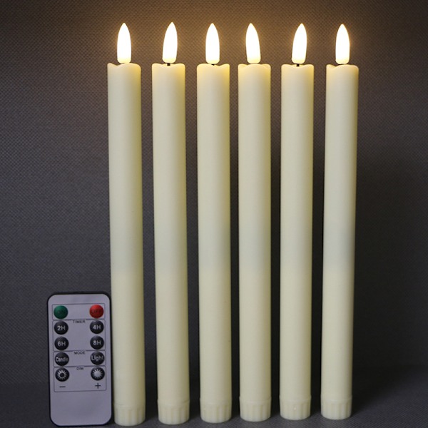 Dww - 6-pak Batteridrevne LED-lys med Fjernkontroll og Timer, Ekte Voks Flimrende Varmt Hvitt Lys