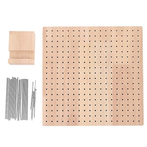 1 Set Virkningskvadrat Blockeringsbräda Virkningsblockeringsbräda Med Stickor Träblockeringsplatta 23. 23.5x23.5cm
