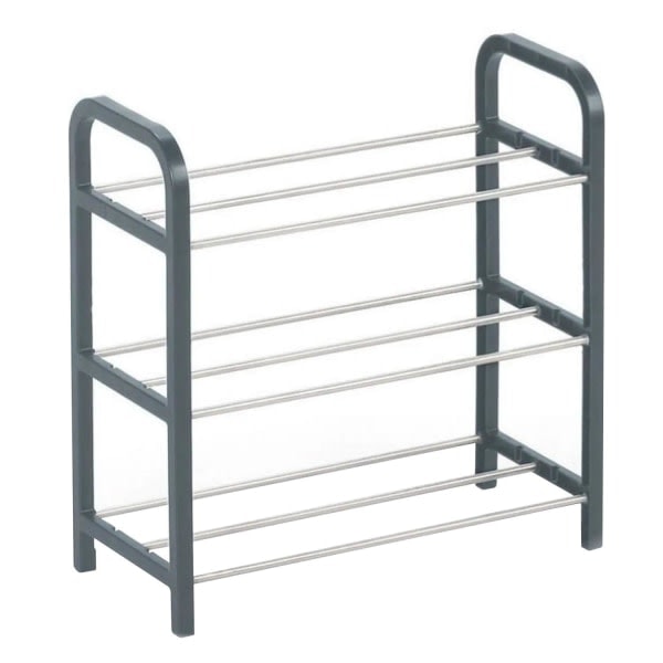 REMAKE TG Shoe Rack with 3 Shelves, Metal - Grey