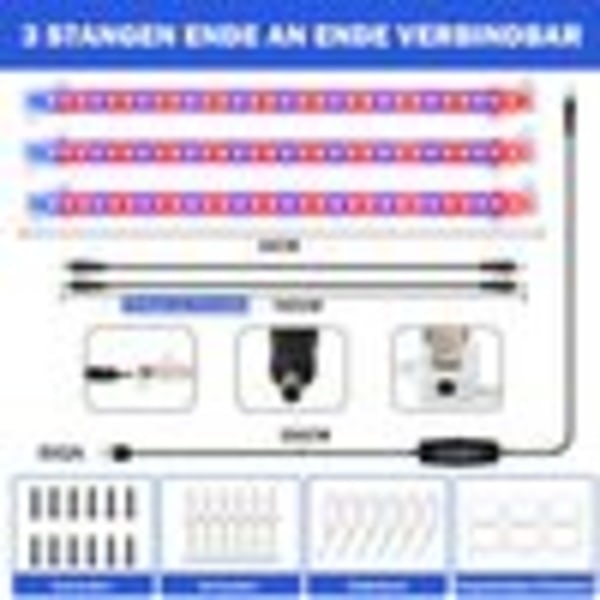 60W LED-växtlampa med fullspektrum, dimbar, för inomhusväxter, växtlampa med timer