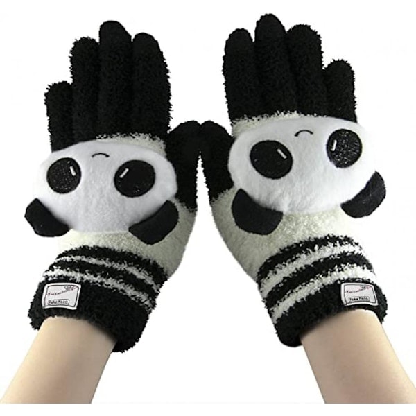 Söta Panda Vinter Ull Touch Screen Vantar för Kvinnor Flickor Vindtäta Varma Stickade Textning Vantar Vantar Julafton Present