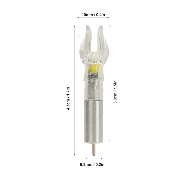 5 kpl LED-valaistut nokat muovikuoressa, helppo asennus 6,2 mm:n (0,24 tuuman) sisähalkaisijalle, nuoliammuntaan, paristoilla, keltainen