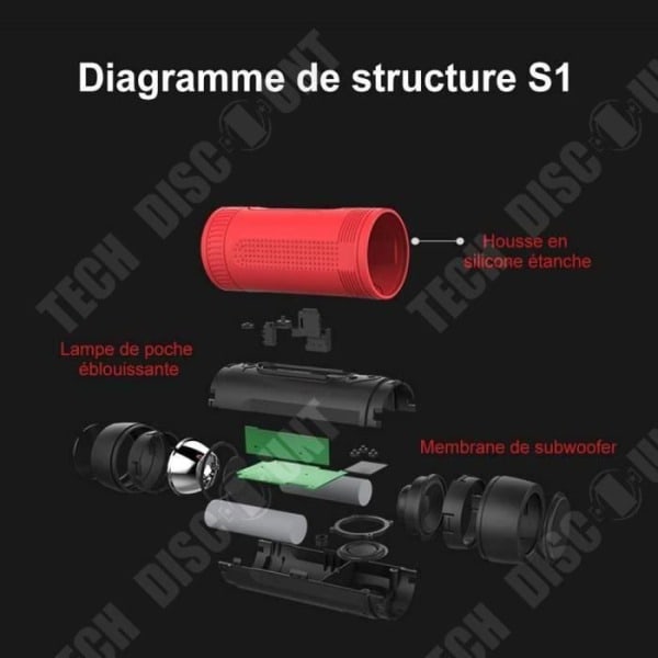 TD® Bluetooth-højttaler med cykelmontering Trådløs Bluetooth-højttaler/4000mAh Powerbank/LED-lys/24 timers autonomi