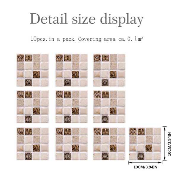 Vedenpitävät lattia- ja seinälaatat 3D mosaiikki 30 kappaletta 10x10 cm