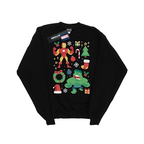 Marvel Men's Iron Man And Hulk Christmas Day Sweatshirt 4XL Black Black 4XL