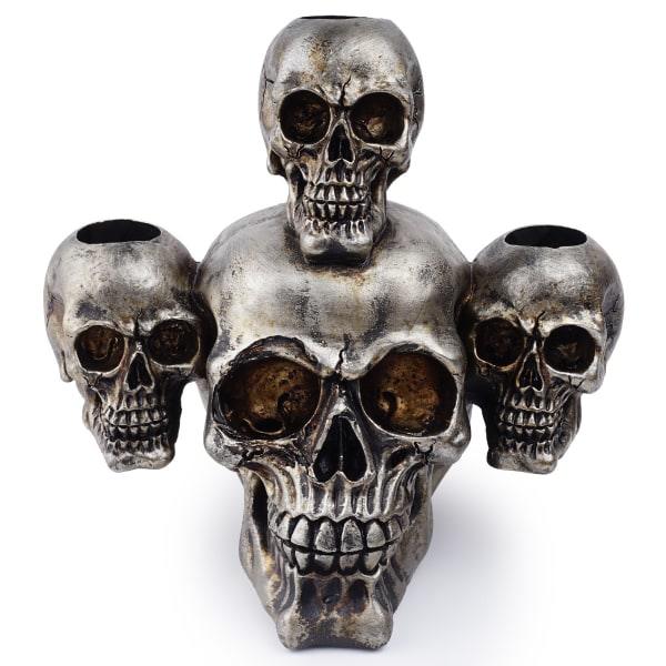 1 stk Harpiks Skallehoved Ornament Model Kreativ Dekorativ Halloween Lysestager Skelet Lysestager