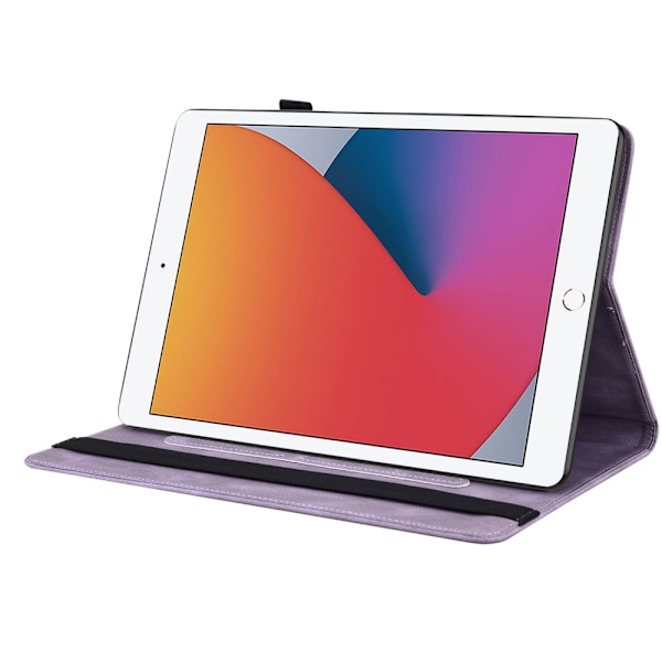 Læder Etui iPad 10.2 9. Gen (2021) Sommerfugle Lilla