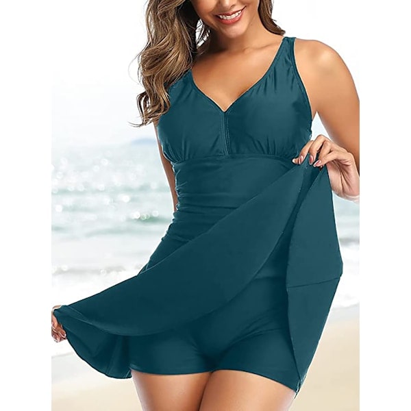 Dames badedragt, blomstermønster, figursyet, justerbar Pfauenblau (justerbar) XL