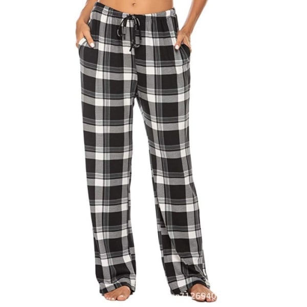 REMAKE Mænds Bløde Flanel Plaid Pyjamasbukser Sort S
