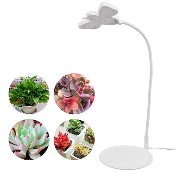 LED-växtlampa med fullspektrum, tvåformer, USB-driven växtlampa för inomhusfotosyntes, 5V 5W