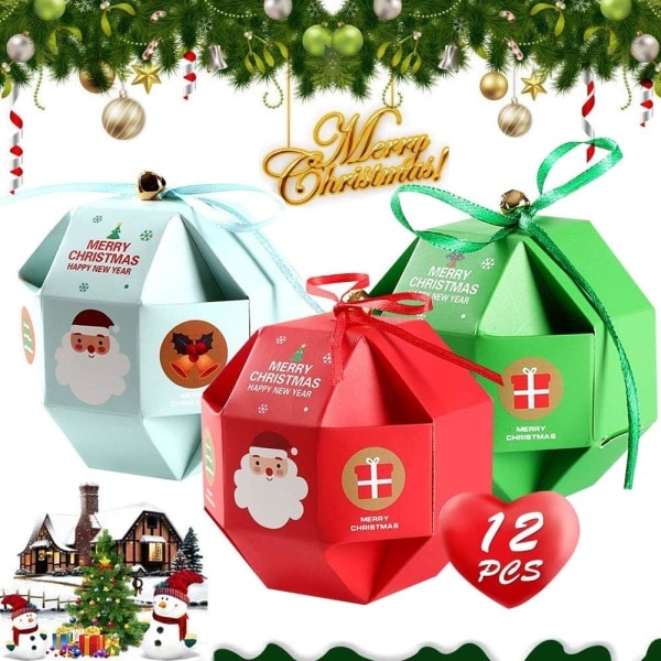 Julaskaronger 12 st, små julklappskartonger för presenter