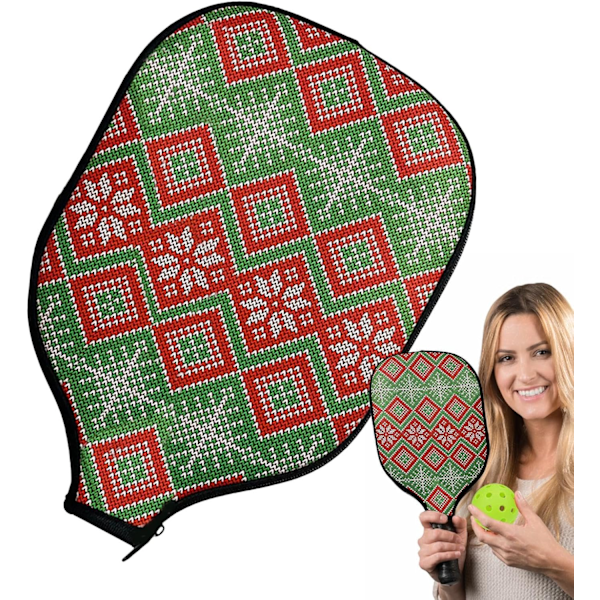 Dragkedja Paddelfodral, Skyddande Fodral för Padelracketar och Pickleball Paddel, Förvaringsväska för Padelbollar Jul